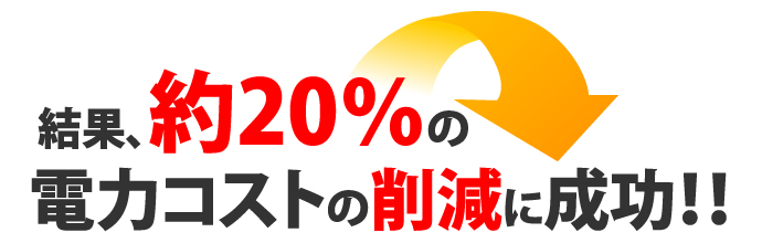 結果、約20％の 電力コストの削減に成功！！ 